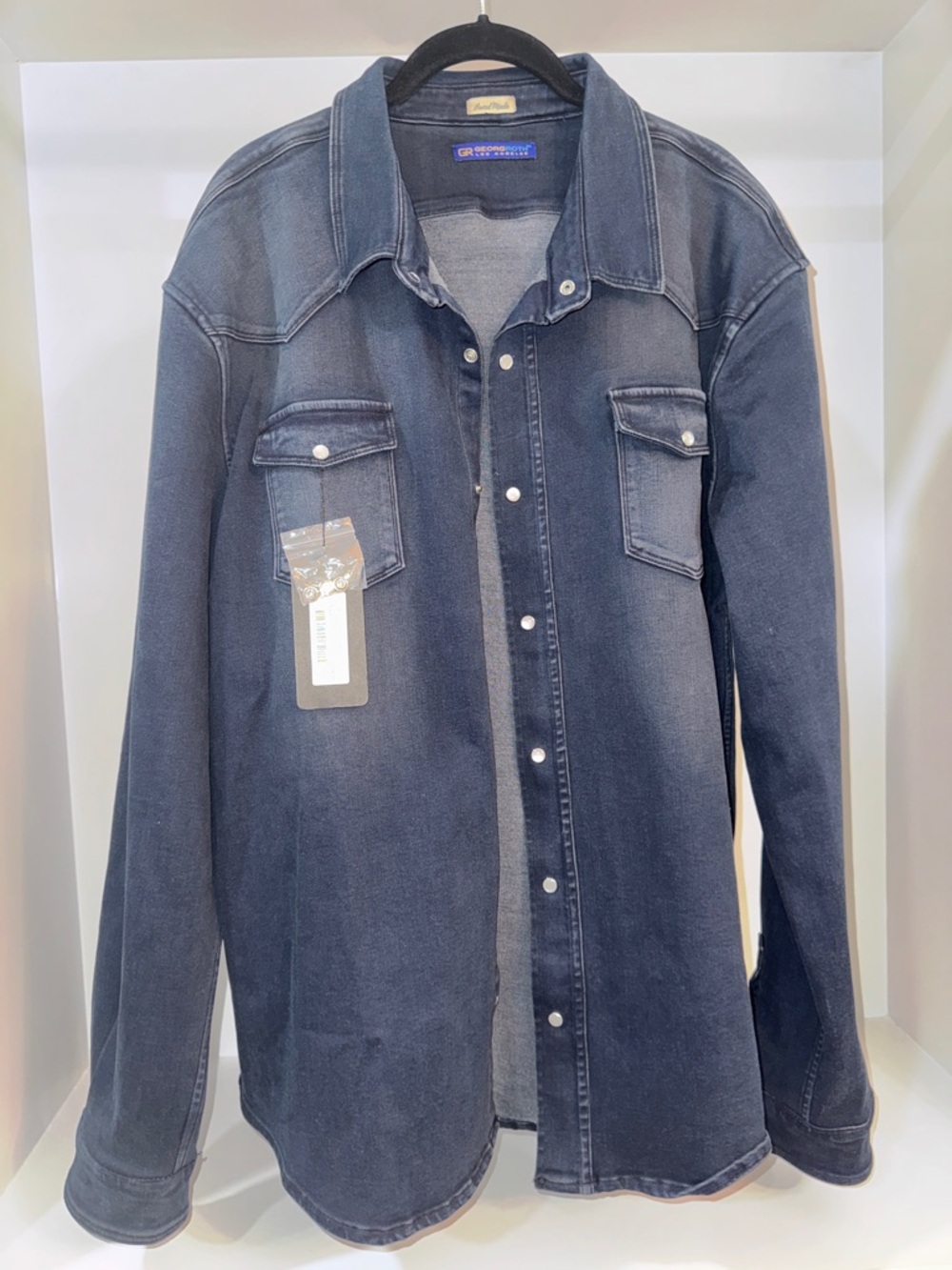 Dark Wash Denim Shirt Jacket - Snap Front